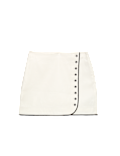 Linen Blend Contrast Piping Mini Skirt