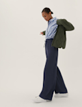 Crepe Drawstring Wide Leg Trousers