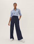 Crepe Drawstring Wide Leg Trousers