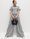 Pure Linen Checked Pleat Front Trousers