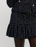 Lurex Sequin Tweed Tiered Mini Skirt