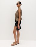 Satin Lace Trim Shorts