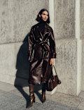 Textured Belted Longline Trench Coat