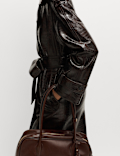Textured Belted Longline Trench Coat