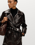 Textured Belted Longline Trench Coat