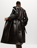 Textured Belted Longline Trench Coat