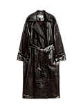 Textured Belted Longline Trench Coat