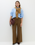 Tailored Side Tab Wide Leg Trousers