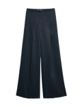 Single Pleat Wide Leg Trousers with Linen