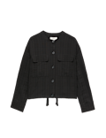 Checked Colarless Short Jacket