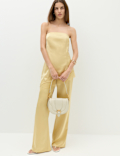 Satin Pull On Flared Trousers
