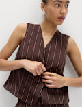 Linen Blend Sheen Pinstripe Waistcoat