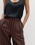 Linen Blend Pinstripe Relaxed Straight Trousers