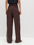 Linen Blend Pinstripe Relaxed Straight Trousers