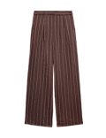 Linen Blend Pinstripe Relaxed Straight Trousers