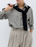 Checked Pleated Hem Balloon Trousers
