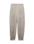 Checked Pleated Hem Balloon Trousers