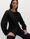 Ponte Collarless Tailored Jacket