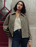 Checked Collared Short Jacket