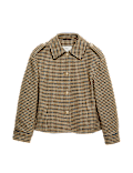 Checked Collared Short Jacket