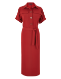 Crepe Tie Front Midi Shirt Dress