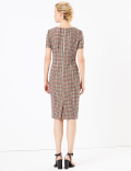 Checked Knee Length Bodycon Dress