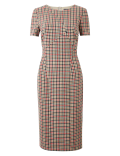 Checked Knee Length Bodycon Dress