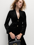 Cotton Rich Velvet Waisted Tailored Blazer