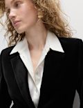 Cotton Rich Velvet Waisted Tailored Blazer