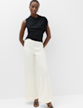 Premium Jersey Seam Detail Wide Leg Trousers