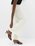 Premium Jersey Seam Detail Wide Leg Trousers