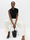 Premium Jersey Seam Detail Wide Leg Trousers