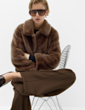 Faux Fur Collared Short Jacket