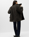Brushed Funnel Neck Midi Coat