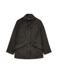 Brushed Funnel Neck Midi Coat