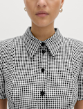Pure Linen Tailored Checked Collared Jacket