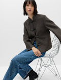 Textured Knot Button Detail Short Jacket