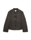Textured Knot Button Detail Short Jacket