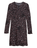 Polka Dot Tie Neck Mini Skater Dress