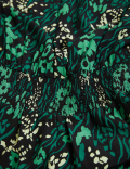 Floral High Neck Shirred Midi Waisted Dress