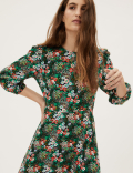 Floral Frill Detail Midaxi Tea Dress