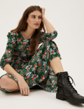 Floral Frill Detail Midaxi Tea Dress