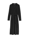 Collared Midi Wrap Dress