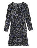 Floral V-Neck Knee Length Wrap Dress