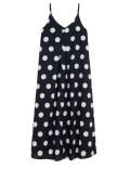 Linen Rich Polka Dot V-Neck Slip Dress