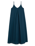 Linen Rich V-Neck Pleated Midi Slip Dress