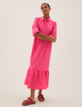 Pure Cotton Midi Shirt Dress