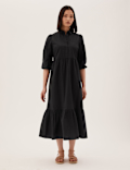 Pure Cotton Midi Shirt Dress