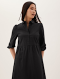 Pure Cotton Midi Shirt Dress