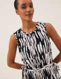 Jersey Animal Print Midi Waisted Dress
